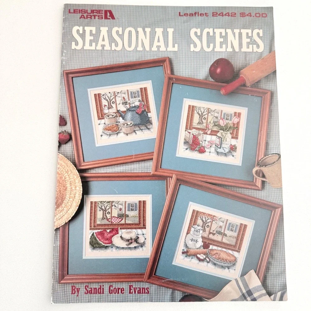 Lot of‎ 3 Vintage Cross Stitch Pattern Books Seasonal Scenes Book of Days